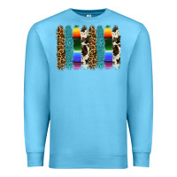 Ocean Blue serape leopard tooled leather cowhide background Premium Sweatshirt - RanaPortraitStore