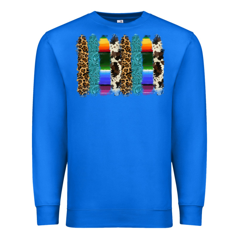 Serape Leopard Tooled Leather Cowhide Background Premium Sweatshirt by RanaPortraitStore | Teevron