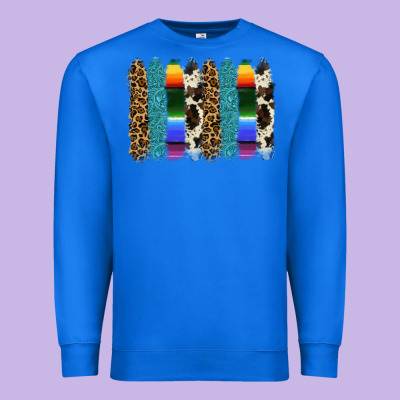 Serape Leopard Tooled Leather Cowhide Background Premium Sweatshirt Designed By Ranaportraitstore