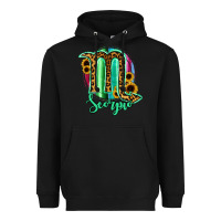Black Scorpio Zodiac Sign Sunflower Leopard Serape Heavyweight Hoodie - RanaPortraitStore