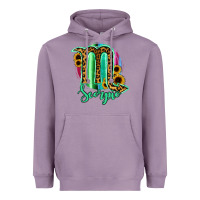 Lavender Scorpio Zodiac Sign Sunflower Leopard Serape Heavyweight Hoodie - RanaPortraitStore