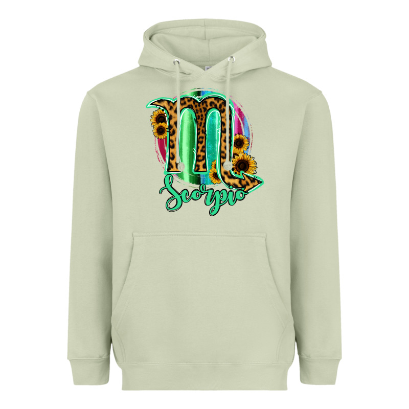 Scorpio Zodiac Sign Sunflower Leopard Serape Heavyweight Hoodie by RanaPortraitStore | Teevron
