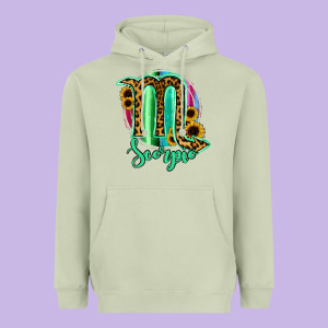 Scorpio Zodiac Sign Sunflower Leopard Serape Heavyweight Hoodie Designed By Ranaportraitstore