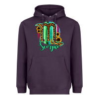 Plum Scorpio Zodiac Sign Sunflower Leopard Serape Heavyweight Hoodie - RanaPortraitStore