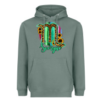 Sage Scorpio Zodiac Sign Sunflower Leopard Serape Heavyweight Hoodie - RanaPortraitStore