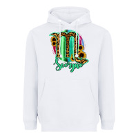 White Scorpio Zodiac Sign Sunflower Leopard Serape Heavyweight Hoodie - RanaPortraitStore