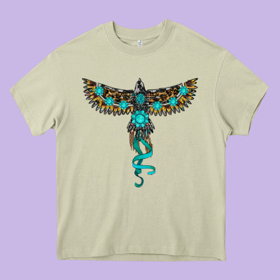 Turquoise Thunderbird Heavy Core Tee Designed By Ranaportraitstore