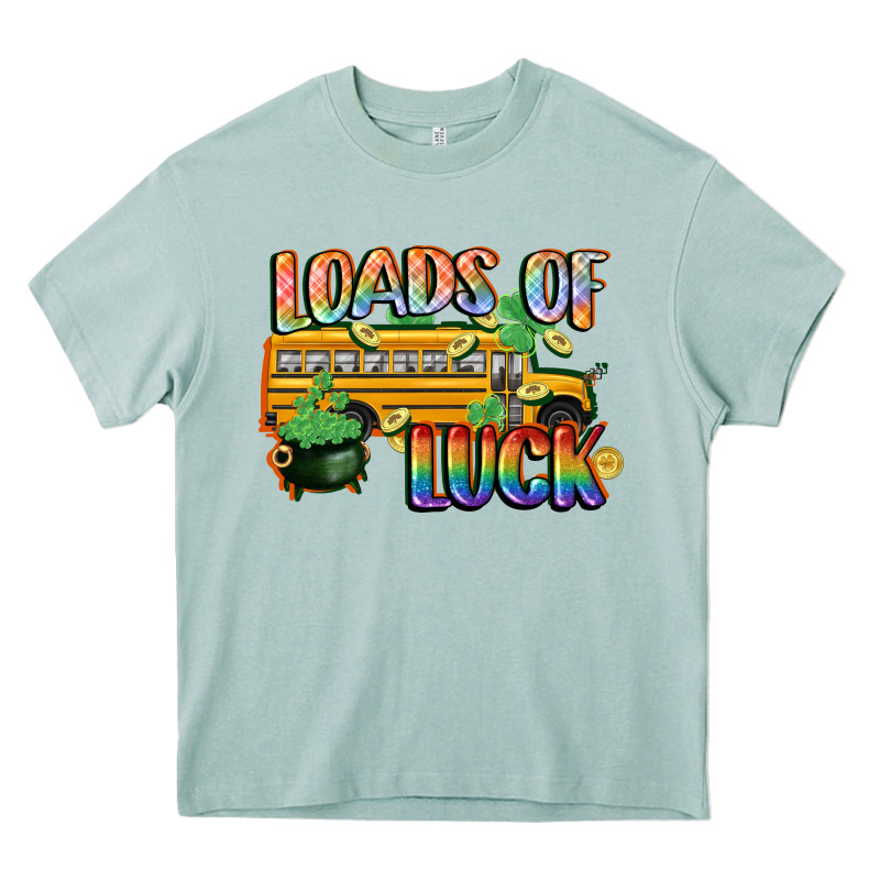 Loads Of Luck With School Bus St. Patrick's Day Heavy Core Tee by FaDigitalArtStudio | Teevron