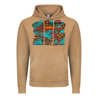 Western Serape Leopard Bull Skull Turquoise  Background Vintage Hoodie | Teevron