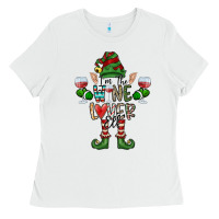 White I'm The wine Lover Elf Ladies Tee - CowhideDigitalArt