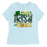 Baby Blue Half Irish All Trouble Ladies Tee - CowhideDigitalArt