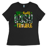 Black Half Irish All Trouble Ladies Tee - CowhideDigitalArt