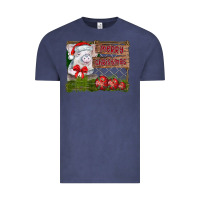 Vintage Denim merry Christmas pig Vintage Tee - CowhideDigitalArt