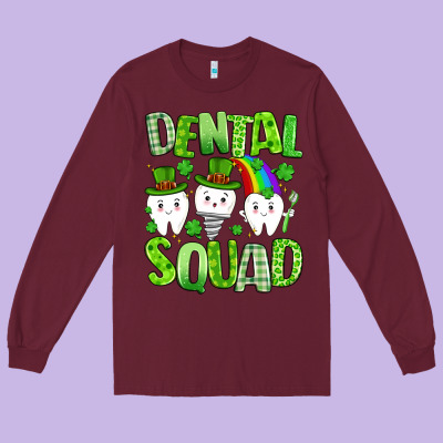 St. Patricks Day Dental Squad Long Sleeve Tee Designed By Artiststas