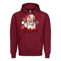 Burgundy santa believe Zipper Hoodie - RanaPortraitStore