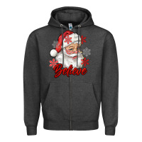 Charcoal Heather santa believe Zipper Hoodie - RanaPortraitStore
