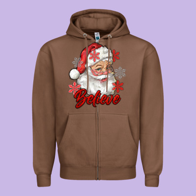 Santa Believe Zipper Hoodie Designed By Ranaportraitstore