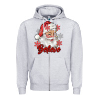 Heather Grey santa believe Zipper Hoodie - RanaPortraitStore