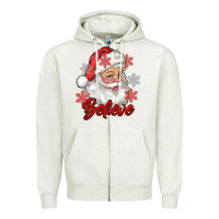 Oatmeal Heather santa believe Zipper Hoodie - RanaPortraitStore