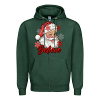 Sports Green santa believe Zipper Hoodie - RanaPortraitStore