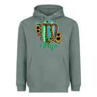 Sage Virgo Zodiac Sign Sunflower Leopard Serape Heavyweight Hoodie - RanaPortraitStore