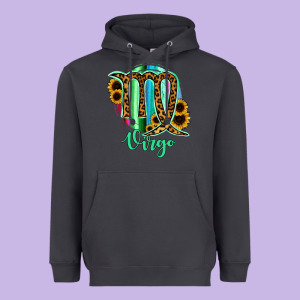 Virgo Zodiac Sign Sunflower Leopard Serape Heavyweight Hoodie Designed By Ranaportraitstore