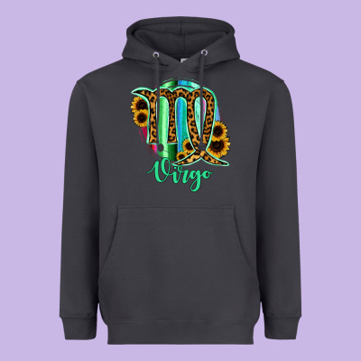 Virgo Zodiac Sign Sunflower Leopard Serape Heavyweight Hoodie Designed By Ranaportraitstore