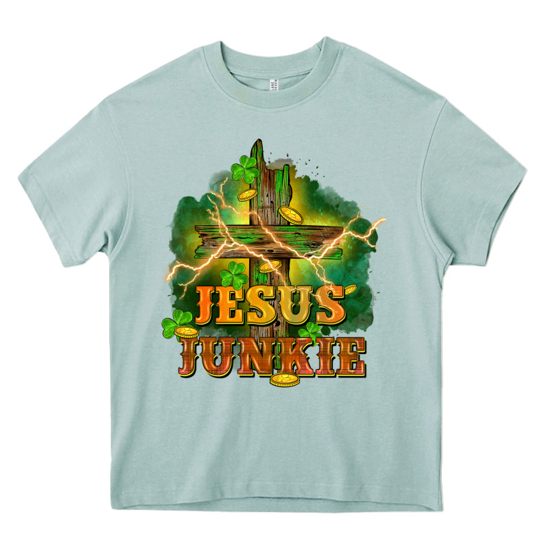 Jesus Junkie St. Patricks Day Heavy Core Tee by FaDigitalArtStudio | Teevron