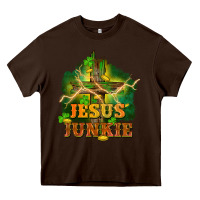 Chocolate Brown Jesus junkie St. Patricks Day Heavy Core Tee - FaDigitalArtStudio
