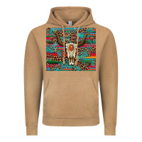 Vintage Camel western serape leopard bull skull turquoise Vintage Hoodie - Artiststas