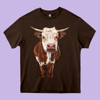 Hereford Cow Heavy Core Tee Designed By Ranaportraitstore