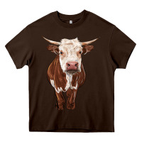 Chocolate Brown hereford cow Heavy Core Tee - RanaPortraitStore