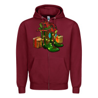 Burgundy cowboy hat with boots christmas Zipper Hoodie - RanaPortraitStore