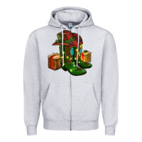 Heather Grey cowboy hat with boots christmas Zipper Hoodie - RanaPortraitStore