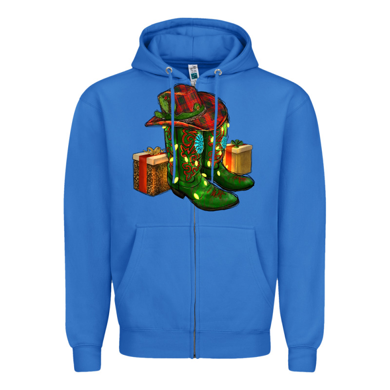 Cowboy Hat With Boots Christmas Zipper Hoodie by RanaPortraitStore | Teevron