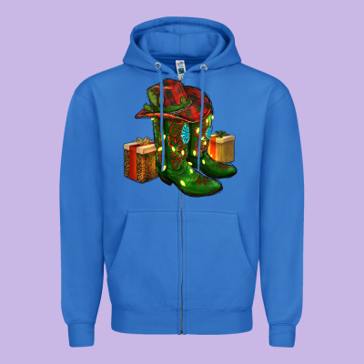 Cowboy Hat With Boots Christmas Zipper Hoodie Designed By Ranaportraitstore