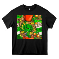 Black coffee cups st. patrick's day with leopard seamless pattern bbs Heavy Core Tee - BundleAndBundleShop