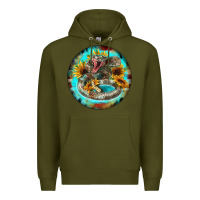 Army Green rattlesnake and sunflower Premium Hoodie - BarkalooDesign