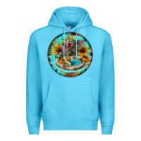 Ocean Blue rattlesnake and sunflower Premium Hoodie - BarkalooDesign