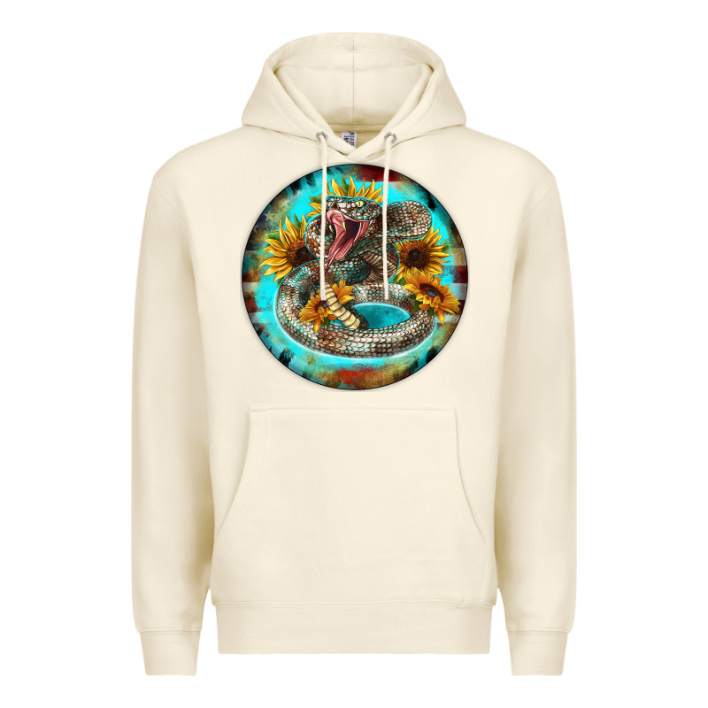 Rattlesnake And Sunflower Premium Hoodie by BarkalooDesign | Teevron