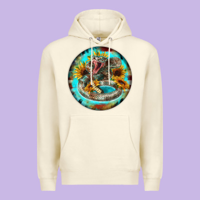 Rattlesnake And Sunflower Premium Hoodie Designed By Barkaloodesign