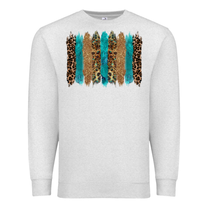 Glitter Turqoise Leopard Tooled Leather Background Premium Sweatshirt by RanaPortraitStore | Teevron