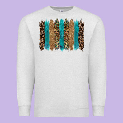 Glitter Turqoise Leopard Tooled Leather Background Premium Sweatshirt Designed By Ranaportraitstore
