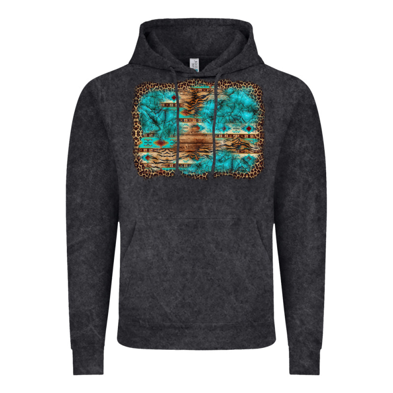 Western Turquoise Stone Aztec Tiger Pattern Background Vintage Hoodie by Artiststas | Teevron
