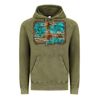 Vintage Olive western turquoise stone aztec tiger pattern background Vintage Hoodie - Artiststas