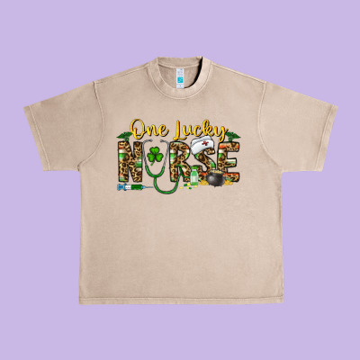 One Lucky Nurse Urban Heavy Tee Designed By Cowhidedigitalart