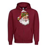 Burgundy santa with snow Zipper Hoodie - RanaPortraitStore