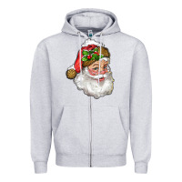 Heather Grey santa with snow Zipper Hoodie - RanaPortraitStore
