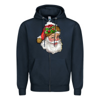 Navy santa with snow Zipper Hoodie - RanaPortraitStore