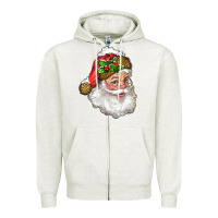 Oatmeal Heather santa with snow Zipper Hoodie - RanaPortraitStore